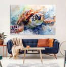 Watercolor Sea Turtle Wall Art Canvas Print - Vibrant Ocean