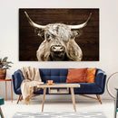 Highland Cow Wall Art Canvas Print, Rustic Farmhouse Decor,