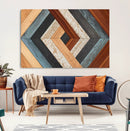 Geometric Wood Art Wall Decor Canvas Print, Rustic Wooden