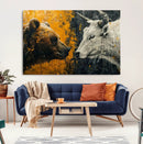 Bear and Bull Wall Art Canvas Print – Abstract Animal