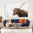 Rustic Bull Wall Art Canvas Print – Modern Longhorn
