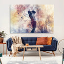 Abstract Watercolor Golf Player Wall Art Canvas Print