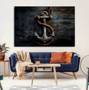 3 Panel Grunge Abstract Anchor Wall Art Canvas Print Set