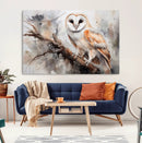 Barn Owl Wall Art | Watercolor Barn Owl Canvas Print |