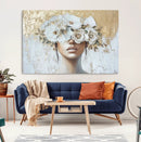Golden Petal Wall Art - Canvas Print Flower Head Woman