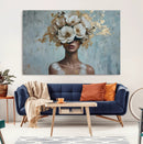 Golden Petal Wall Art - Petal Silhouette Woman Wall Art by MyGreatCanvas | Canvas Wall Art Prints | Photo Prints & Wall Decor