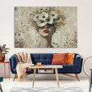 Abstract Floral Women Patel Wall Art Canvas Print