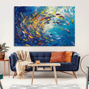 Colorful Swirling Fish School Wall Art Canvas Print |