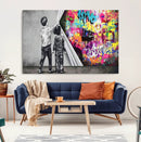Banksy Print - Street Art Canvas Wall Art - Kids Revealing