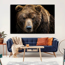 Grizzly Brown Bear Canvas Wall Art, Wildlife Animal Canvas