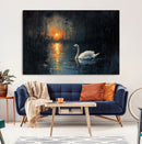 Abstract Swan on Water Wall Art Canvas Print - Elegant