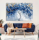 Blue and Gold Abstract Tree Wall Art Canvas Print | Modern