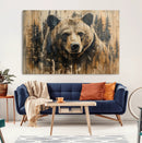 Majestic Grizzly 399 Bear Wall Art | 3-Panel Rustic Canvas