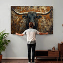Longhorn Texas Cow Bull Wall Art | Rustic Farmhouse Canvas by MyGreatCanvas | Canvas Wall Art Prints | Photo Prints & Wall Decor