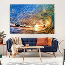 Ocean Wave at Sunset Canvas Wall Art – Vibrant Coastal Beach