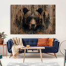 Rustic Grizzly 399 Wall Art | Triptych Canvas Print | Rustic