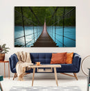 Suspension Bridge Over River Canvas Art | 3-Panel Nature by MyGreatCanvas | Canvas Wall Art Prints | Photo Prints & Wall Decor