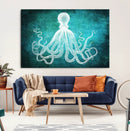Green Octopus Abstract Wall Art Canvas Print