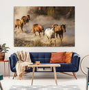 Large Wall Art 5 Horses Running on Sand Canvas Print