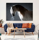 Large Wall Art Cream Colored Horse on Grey Background Canvas
