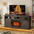 68" Farmhouse TV Stand with 23" Insert Opening Electric Fireplace