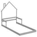 Twin Size Floor Bed with Chimney and Headboard and Handrail by LJGDeals