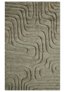 Custom Made Modern Contemporary Beige And Gray Hand Knotted Wool Rug