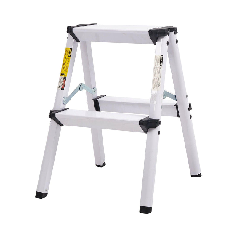 Folding 2 Step Stool Light Weight Aluminum Step Ladder, 250 lbs Capacity (19"H)