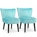 Set of 2 Upholstered Modern Leisure Club Chairs with Solid Wood Legs by LJGDeals