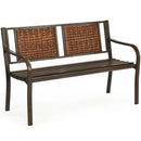 Patio Garden Bench with Powder Coated Steel Frame by LJGDeals