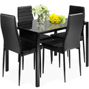 5 Pieces Metal Frame and Glass Tabletop Dining Set by LJGDeals
