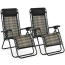 2 Pieces Folding Patio Rattan Zero Gravity Lounge Chair by LJGDeals