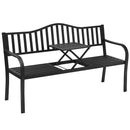 Patio Garden Bench Steel Frame with Adjustable Center Table by LJGDeals