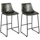 Set of 2 Bar Stool Faux Suede Upholstered Chairs