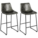 Set of 2 Bar Stool Faux Suede Upholstered Chairs by LJGDeals