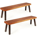 Set of 2 Patio Acacia Wood Dining Benches by LJGDeals