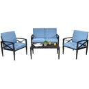 4 Pieces Patio Furniture Set Aluminum Frame Cushioned Sofa by LJGDeals