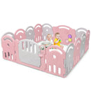 14-Panel Baby Playpen with Music Box & Basketball Hoop-Pink by LJGDeals
