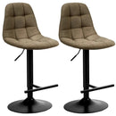2 Pieces Adjustable Bar Stools Swivel Counter Height Linen Chairs-Brown by LJGDeals