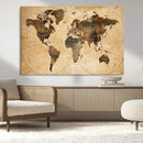 Push Pin World Map Canvas Print – Framed Travel Tracker Wall by MyGreatCanvas | Canvas Wall Art Prints | Photo Prints & Wall Decor