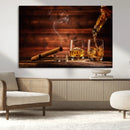 Whiskey and Cigar Wall Art Canvas | 3 Panel Bar Room Decor by MyGreatCanvas | Canvas Wall Art Prints | Photo Prints & Wall Decor
