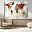 Vintage World Map Canvas Wall Art Print, Warm Tone Global by MyGreatCanvas | Canvas Wall Art Prints | Photo Prints & Wall Decor