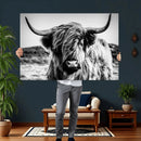 Highland Cow Wall Art – Black and White Framed Farmhouse by MyGreatCanvas | Canvas Wall Art Prints | Photo Prints & Wall Decor