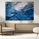 Navy Blue Canvas Art Abstract Print – Elegant Triptych