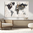 Abstract Map Printing - Modern World Map Canvas Wall Art for