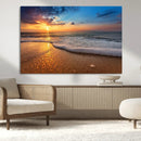 Sunset and Beach at Night Wall Art Canvas Print