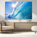 Blue Big Wave Surfing Ocean Canvas Wall Art Artwork Print