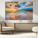 Sunset Beach Canvas Wall Art – Tropical Triptych Seascape