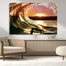 Golden Wave Sunset Triptych Canvas Art, Giclee Canvas Print by MyGreatCanvas | Canvas Wall Art Prints | Photo Prints & Wall Decor