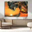 Surf Wave Sunset Canvas Wall Art Print, 3-Panel Ocean
